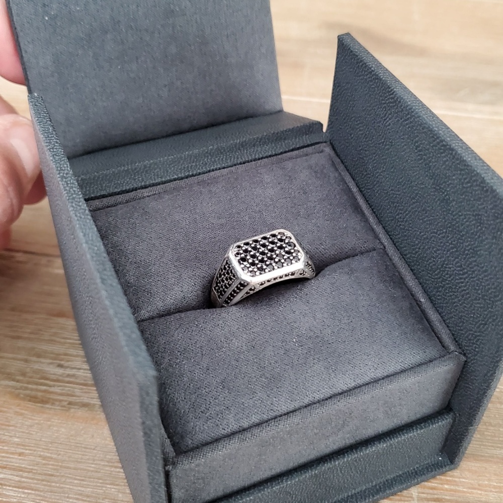 David Yurman Pave Signet Ring with Black Diamonds